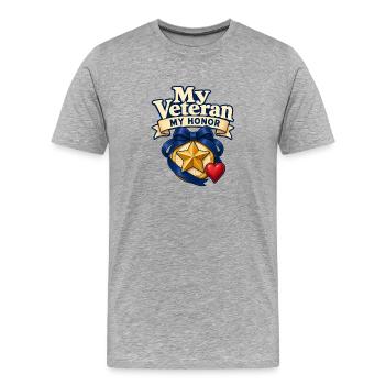 Mon vétéran Mon Honneur, fière épouse vétéran Militaire G - T-shirt bio Premium Homme - gris chiné - Devant - Damien (186cm)