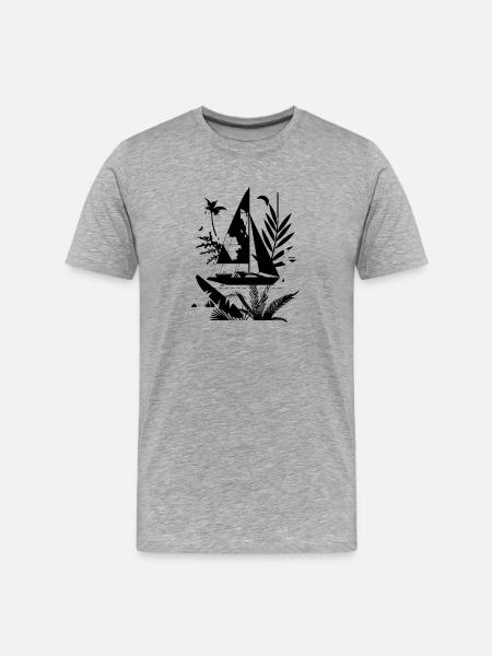 Sailboat Cartoon Look - Men's Premium Organic T-Shirt - heather grey