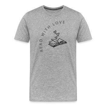Read with Love - Männer Premium Bio T-Shirt - Grau meliert - Vorne - Damien (186cm)