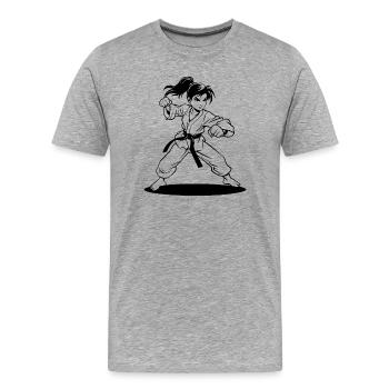 Karate Girl Comic Look - T-shirt bio Premium Homme - gris chiné - Devant - Damien (186cm)