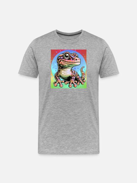 Gecko - Männer Premium Bio T-Shirt - Grau meliert