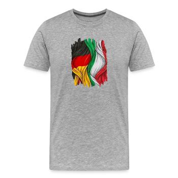 Fiers du drapeau allemand et italien - T-shirt bio Premium Homme - gris chiné - Devant - Damien (186cm)