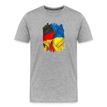 Fiers du drapeau allemand et ukrainien - T-shirt bio Premium Homme - gris chiné - Devant - Damien (186cm)