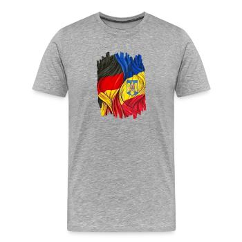 Stolz auf die Deutschland und Rumänien  - Männer Premium Bio T-Shirt - Grau meliert - Vorne - Damien (186cm)