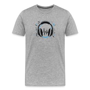 T-shirt Casque Audio Musique DJ Sound - T-shirt bio Premium Homme - gris chiné - Devant - Damien (186cm)