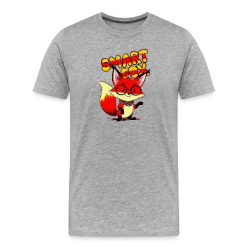 Lunettes de dessin animé Renard Intelligent - T-shirt bio Premium Homme - gris chiné - Devant - Damien (186cm)