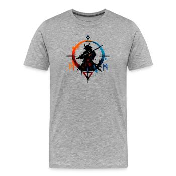 Feuer Eis Runenring - Männer Premium Bio T-Shirt - Grau meliert - Vorne - Damien (186cm)