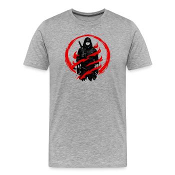 Schattenkämpfer im roten Kreis - Männer Premium Bio T-Shirt - Grau meliert - Vorne - Damien (186cm)