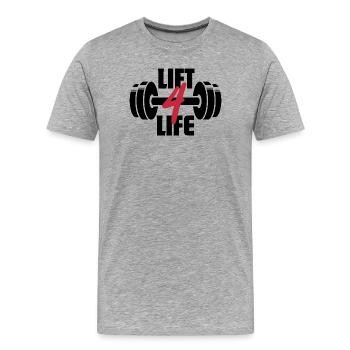Lift 4 Life Barbell Gewichtheber-Gym-Workout - Männer Premium Bio T-Shirt - Grau meliert - Vorne - Damien (186cm)