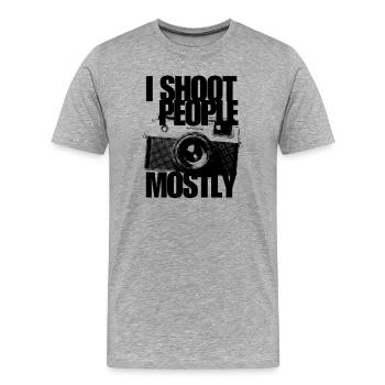 Je photographie surtout des gens, l’humour de l’appareil photo de photographe - T-shirt bio Premium Homme - gris chiné - Devant - Damien (186cm)