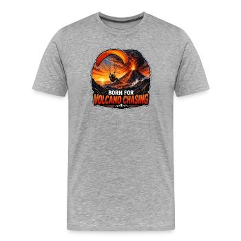 Vulkanjagd Paragliding Abenteuer - Männer Premium Bio T-Shirt - Grau meliert - Vorne - Damien (186cm)