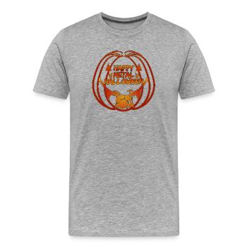 Happy Metal Halloween - Männer Premium Bio T-Shirt - Grau meliert - Vorne - Damien (186cm)