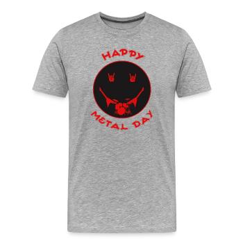 Happy Metal Day Drum-Icon - Männer Premium Bio T-Shirt - Grau meliert - Vorne - Damien (186cm)