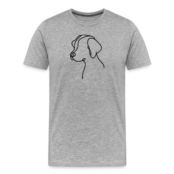 Hund mit Schlappohren Skizze – süßes Tiermotiv - Männer Premium Bio T-Shirt - Grau meliert - Vorne - Damien (186cm)