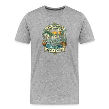 Vive la Retraite - Cadeau Humour Voyage et Plage - T-shirt bio Premium Homme - gris chiné - Devant - Damien (186cm)