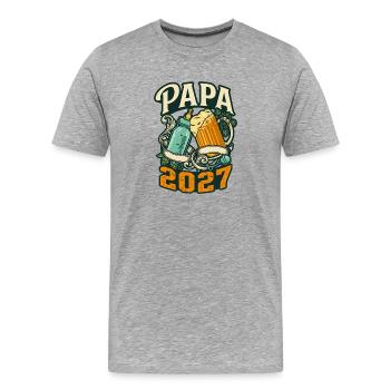 Papa 2027 – Bier & Babyflaschengeschenk - Männer Premium Bio T-Shirt - Grau meliert - Vorne - Damien (186cm)