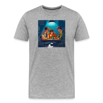 Cooperation - Männer Premium Bio T-Shirt - Grau meliert - Vorne - Damien (186cm)