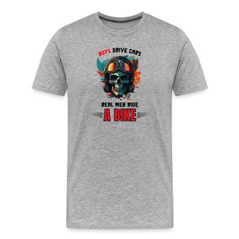 Echte Männer fahren Fahrrad - Männer Premium Bio T-Shirt - Grau meliert - Vorne - Damien (186cm)