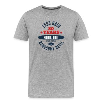 Diable du 80e anniversaire - T-shirt bio Premium Homme - gris chiné - Devant - Damien (186cm)