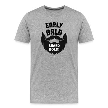 Chauve et barbu - T-shirt bio Premium Homme - gris chiné - Devant - Damien (186cm)
