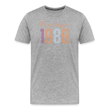 Design rétro d’anniversaire « Vintage 1986 » - T-shirt bio Premium Homme - gris chiné - Devant - Damien (186cm)