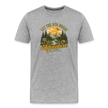 Lasst das 6. Klasse-Abenteuer beginnen Lehrerdesign - Männer Premium Bio T-Shirt - Grau meliert - Vorne - Damien (186cm)