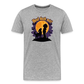 Mondschein-Rudel - Männer Premium Bio T-Shirt - Grau meliert - Vorne - Damien (186cm)