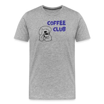 Kaffee Club Hund Illustration - Männer Premium Bio T-Shirt - Grau meliert - Vorne - Damien (186cm)