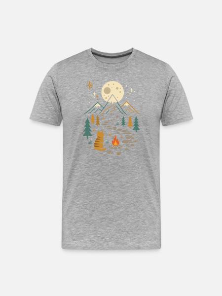 Wanderkatze – Outdoor-Abenteuer - Männer Premium Bio T-Shirt - Grau meliert
