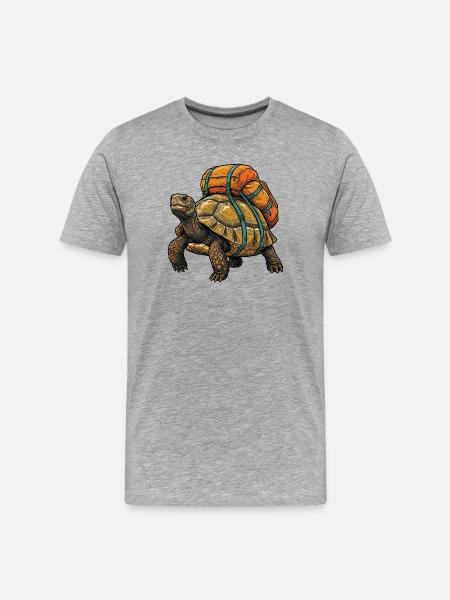 Wanderschildkröte – Outdoor-Abenteuer - Männer Premium Bio T-Shirt - Grau meliert