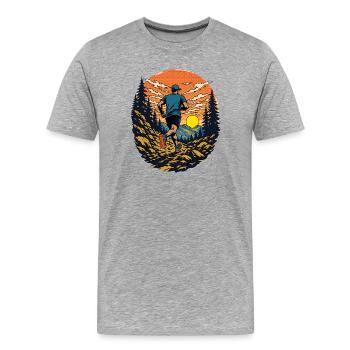 Ultra-Trailrunning - Männer Premium Bio T-Shirt - Grau meliert - Vorne - Damien (186cm)