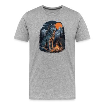 Hiking Wolf – Outdoor-Abenteuer - Männer Premium Bio T-Shirt - Grau meliert - Vorne - Damien (186cm)