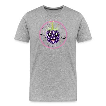 Kawaii Brombeere in Pink Circle - Männer Premium Bio T-Shirt - Grau meliert - Vorne - Damien (186cm)