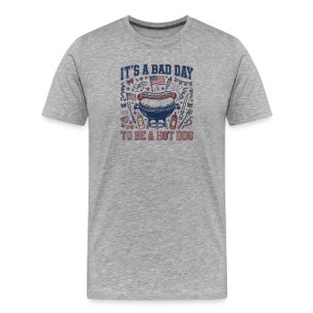 Heute ist ein schlechter Tag, um ein Hotdog zu sei - Männer Premium Bio T-Shirt - Grau meliert - Vorne - Damien (186cm)