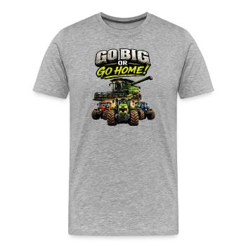 Tracteurs On Va Gros ou On Va Chez Tu - T-shirt bio Premium Homme - gris chiné - Devant - Damien (186cm)