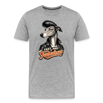 Windhund mit Pompadour - Männer Premium Bio T-Shirt - Grau meliert - Vorne - Damien (186cm)