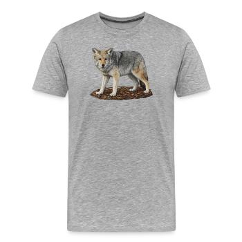 Wolfswächter auf Felsen - Männer Premium Bio T-Shirt - Grau meliert - Vorne - Damien (186cm)