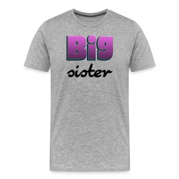 Schriftzug Big Sister für die große Schwester - Männer Premium Bio T-Shirt - Grau meliert - Vorne - Damien (186cm)