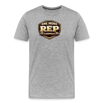 ONE MORE REP - Männer Premium Bio T-Shirt - Grau meliert - Vorne - Damien (186cm)