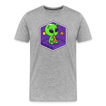 Alien Pizza Scout - Männer Premium Bio T-Shirt - Grau meliert - Vorne - Damien (186cm)