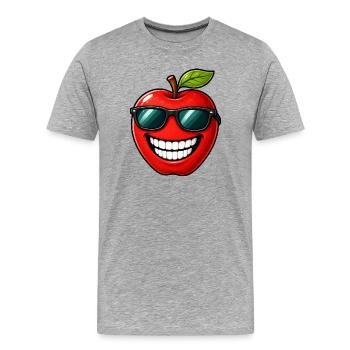 Kawaii Apfel Cartoon Sommer Frucht - Männer Premium Bio T-Shirt - Grau meliert - Vorne - Damien (186cm)