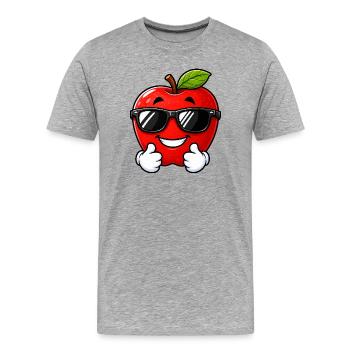 Süßer Kawaii Apfel mit Daumen hoch - Männer Premium Bio T-Shirt - Grau meliert - Vorne - Damien (186cm)