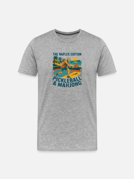 L’édition Naples Pickleball et Mahjong - T-shirt bio Premium Homme - gris chiné