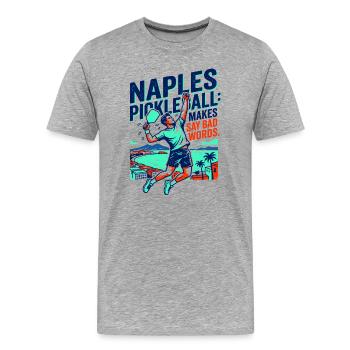 Naples Pickleball Makes Say Dirt Words - T-shirt bio Premium Homme - gris chiné - Devant - Damien (186cm)