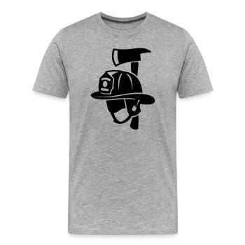 Frontal Feuerwehrhelm Logo - Männer Premium Bio T-Shirt - Grau meliert - Vorne - Damien (186cm)