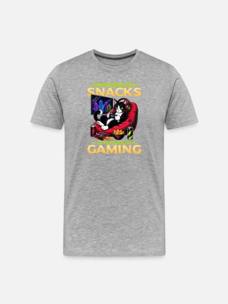 Gamer Gaming Cat Video Game - Männer Premium Bio T-Shirt - Grau meliert