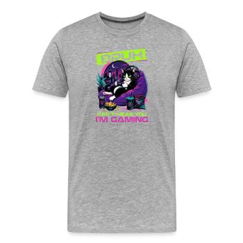 Gamer Gaming Cat Video Game - Männer Premium Bio T-Shirt - Grau meliert - Vorne - Damien (186cm)