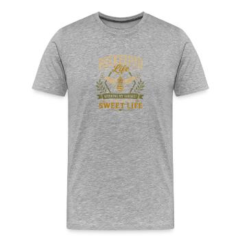 Imkerleben Für ein süßes Leben arbeiten - Männer Premium Bio T-Shirt - Grau meliert - Vorne - Damien (186cm)