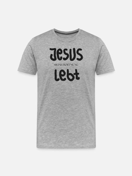 Jesus Meine Hoffnung Lebt - Männer Premium Bio T-Shirt - Grau meliert
