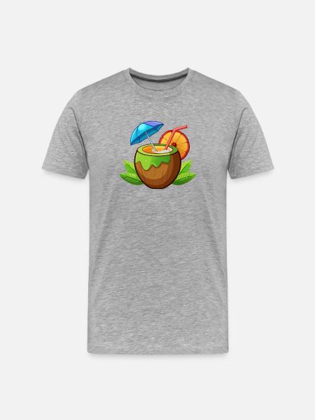 Tropical Coconut Drink - T-shirt bio Premium Homme - gris chiné
